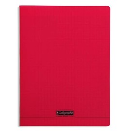 Clairefontaine - Ref 18293C - Calligraphe PP Stapled Writing Notebook (140 Pages) - A4+ Size, 90gsm Superfine Vellum Paper, Polypro Cover, Séyès Ruling - Red Cover