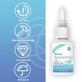 Viomis Glass Glue, 30g, Instant Strong Bond for Glass, Acrylic, Waterproof, Dries Clear, Quick Curing, Ideal for Craft, Jewelry, Rhinestone, Crystal, Mirror, Glasses