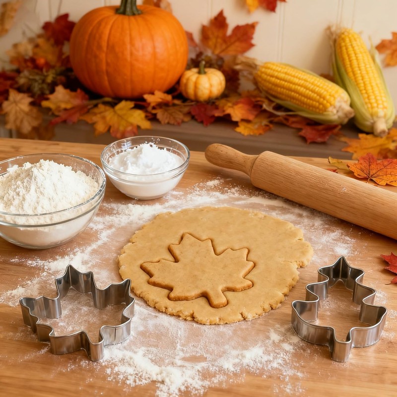 Fall Thanksgiving Cookie Cutters Set 7Pcs - Large Turkey, Pumpkin,