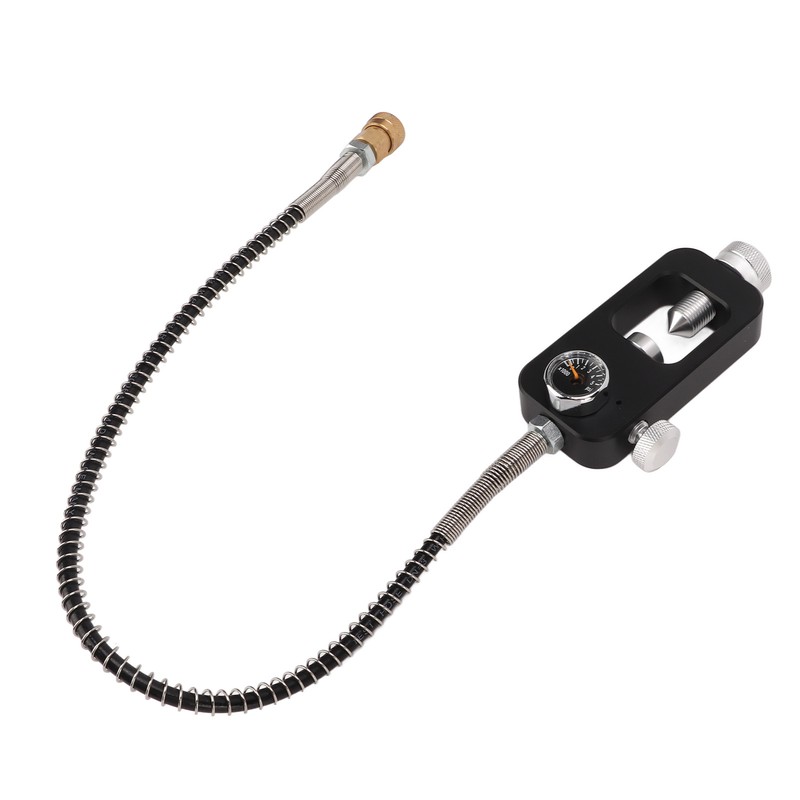 Diving Tank Refill Adapter with Gauge Hose Aluminium Alloy Durable
