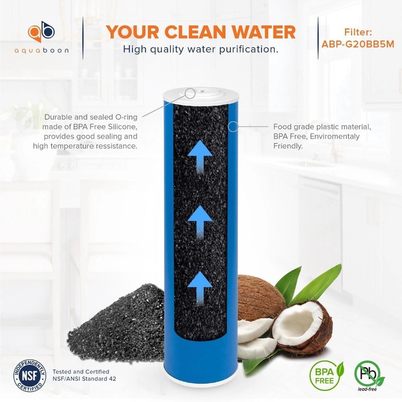 Aquaboon 5 Micron 20 x 4.5 Premium Granular Activated Carbon