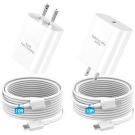 Super Fast Charger Type C, 25W PD USB C Wall Charger Fast Charging with 10FT Long Type C Charger Cable for  Galaxy S24 Ultra/S24/S24+/S23 Ultra/S23/S22 Ultra/S22/S21 Ultra/S20 Ultra/Note 20 - Color: 10FT-2PCS-White
