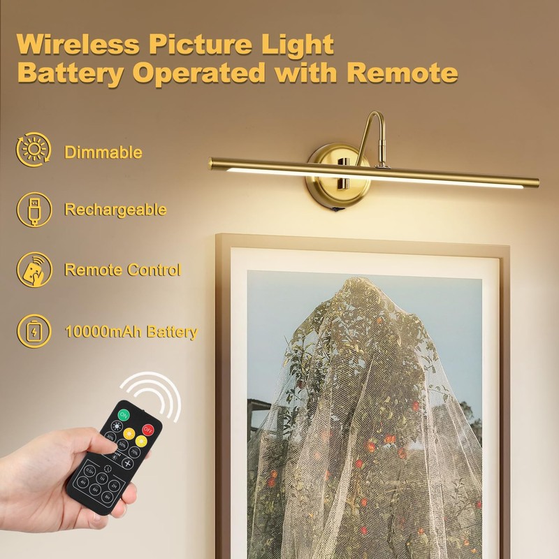 JOOSENLUX Battery Operated Picture Lights Modern Wireless Wall Lights 24.4"