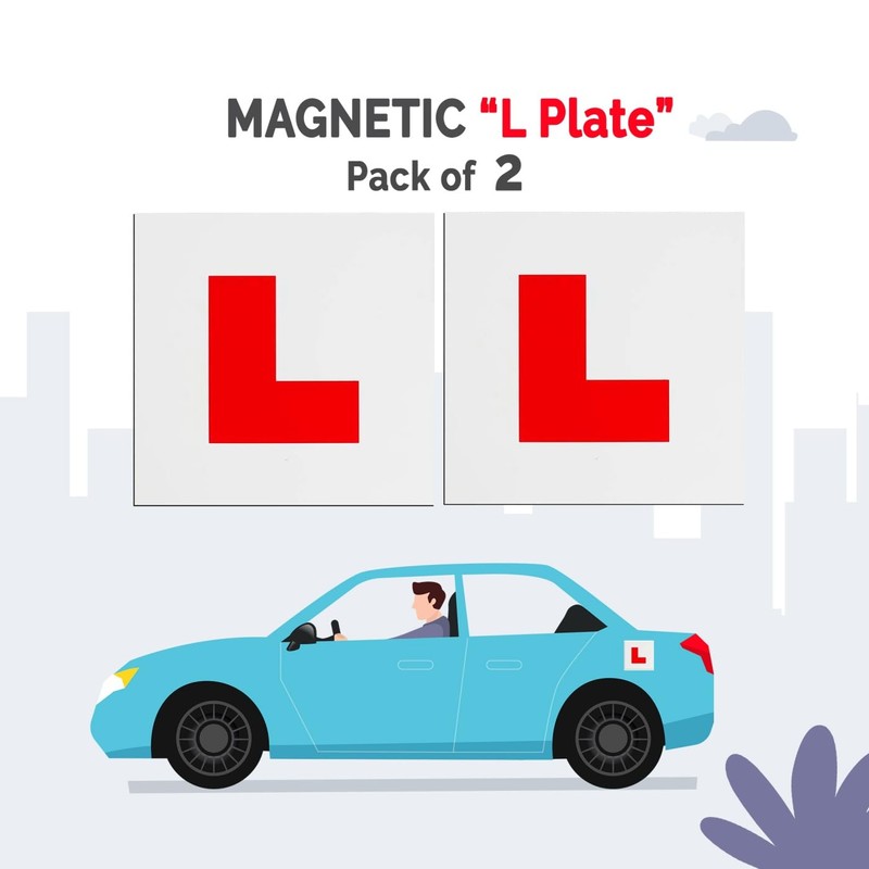 K-MART Extra Strong 2 Pack L Plates Magnetic For Car,