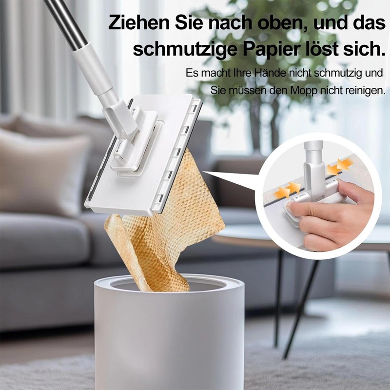 DAILIENFUS Mop with pressure clamping system: no hand washing, 1