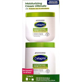 Cetaphil Moisturizing Cream Ultimate with Prebiotic Aloe, 2 Pack (20 Oz + 16 Oz)