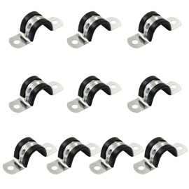 Bonsicoky 10 Pack 18mm Cable Clamp with Rubber Lined - Rubber Cushioned Cable Clamp - Heavy Duty 2 Hole U Bracket Conduit Clips for Tube, Pipe or Wire Installation