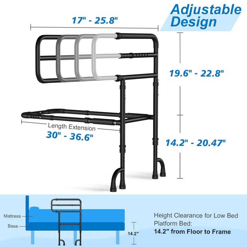 KingPavonini Bed Rails for Elderly Adults Safety with 9 Level