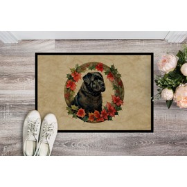 Caroline's Treasures DAC2328MAT Bouvier des Flandres Christmas Flowers Doormat Front Door Mat Indoor Outdoor Rugs for Entryway, Non Slip Washable Low Pile, 18H X 27W