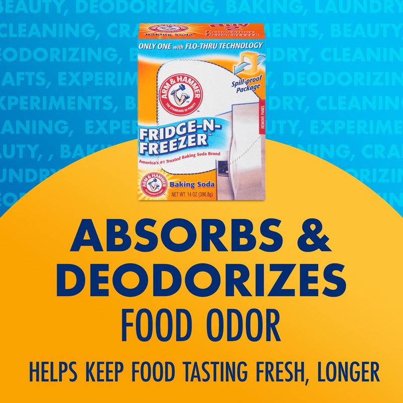 Arm & Hammer Baking Soda Fridge-n-Freezer Odor Absorber, Orange 14
