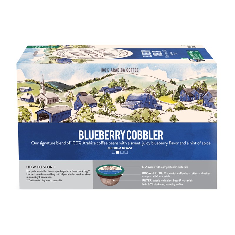 New England Coffee Blueberry Cobbler Medium Roast Single Serve Pods,
