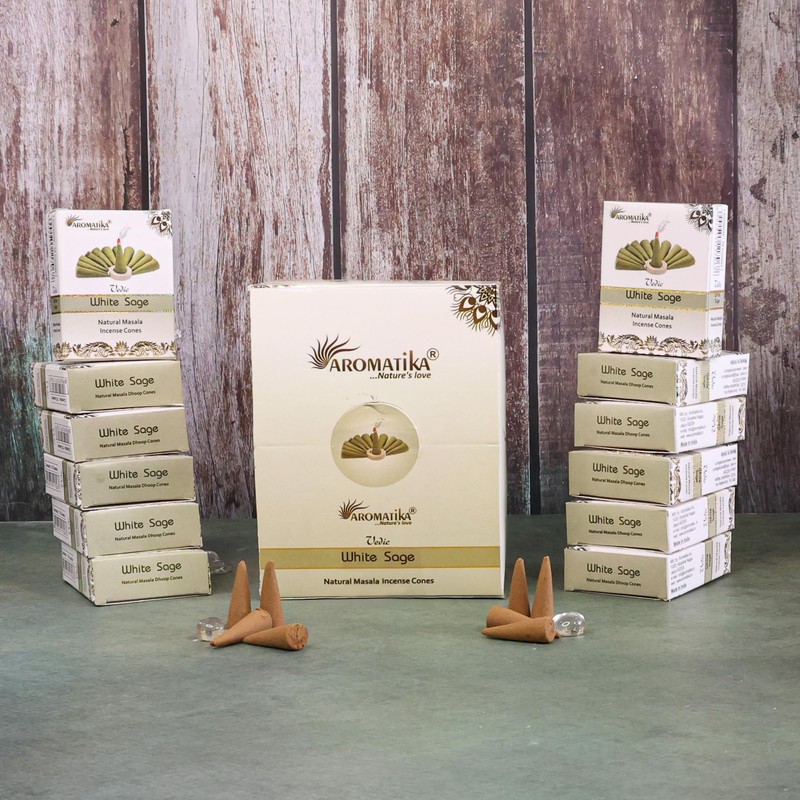 ARO VATIKA Vedic White Sage Natural Masala 120 Incense Cones