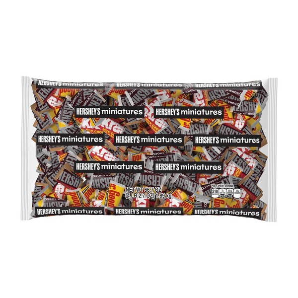 HERSHEY'S Miniatures Chocolate Assortment Candy, Individually Wrapped, 66.7 oz Bulk Bag