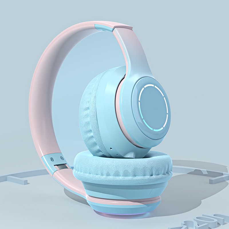 Bluetooth Headphone Heavy Bass Noise Cancelling Foldable Gradient Color Wireless