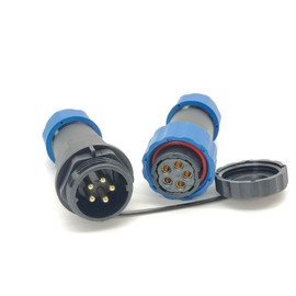 Elecbee 5 Pin Aviation Cable Circular Connector SP21 Plug Socket, IP68 Waterproof Industrial Circular Female Plug and Male Socket Connector In-Line Type One Pair 5 Pin Connector with Waterproof Cover