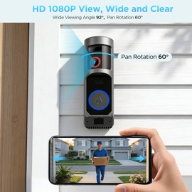 INNOSECU Wireless Battery Video Doorbell Camera 1080P with Chime, 92° Angle View with Pan Rotation 60°, Two Way Audio, AI Motion Detection, IR Night Vision and Cloud Storage, 2.4G Wi-Fi only