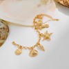 YUJIE Gold Ocean Charm Bracelet with Sea Shell, Starfish &