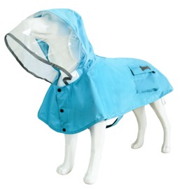 Dog Raincoat Waterproof Rain Poncho with Hoodie, High Reflective Adjustable Pet Rain Jacket with Leash Hole for Small Medium and Large Dogs (Blue, Medium)