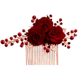 Hair Accessories, Red Rose, Hair Ornament, Headdress, Pearl, Red, Wedding, Kimono Decoration, Wedding