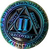 2 Year AA Medallion Reflex Rainbow Plated Black Sobriety Chip