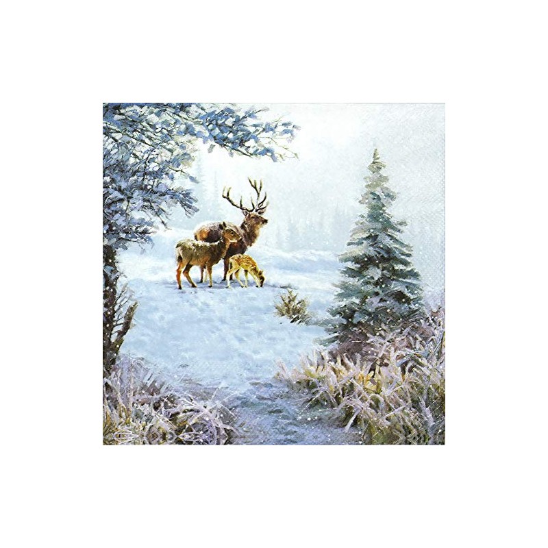 Ambiente Christmas Napkin 33cm Deer Family