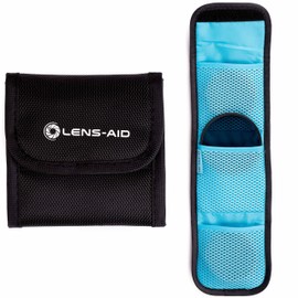 LENS-AID Filter bag for round filters with compartments for filters up to 82 mm, storage bag for polarising filter, UV filter, camera lid etc., turquoise, Functional