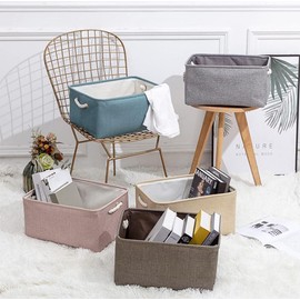 Fabric Storage Basket, Foldable Storage Boxes, Storage Baskets, Storage Containers for Clothes, Toys, Bedroom, Shelf, Wardrobe, Clothes Shelves, Children's Room Cabinets, Pink, 36 x 26 x 16 cm