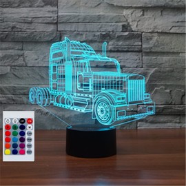 SUPERHONGJIHAO Night Light for Kids, 3D Truck, LED Lamp with Remote Control, 16 Color Changing Birthday Gift for Kids