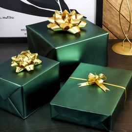 RUSPEPA Green Metallic Wrapping Paper - Solid Color Matte Paper Perfect for Wedding, Birthday, Christmas, Baby Shower - 17.3 Inches X 32.8 Feet