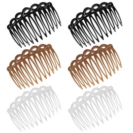 Wanmu 6 Pcs French Hair Side Combs, Plastic Twist Hair Decorative Comb, Hair Clip Combs Accessories for Women Bridal Wedding Veil Accessories - Black, Transparent, Dark Coffee