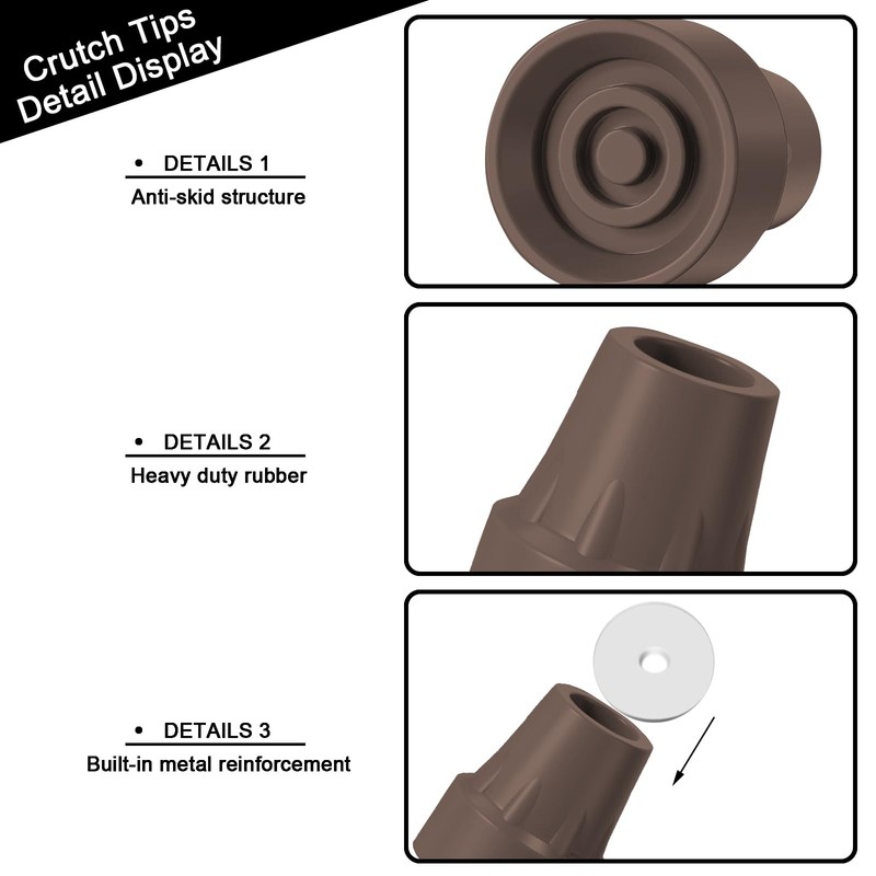 4 Pack Replacement Rubber Cane Tips 3/4 Inch Heavy Duty