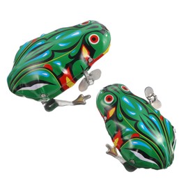 BESTonZON Pack of 2 Wind Up Toy Frog, Wind Up Toy Iron Clock Movement Toy Frog Shape Wind Up Toy for Children, Toy Frog Movement Semi-Automatic Frog Funny Movement (Green)