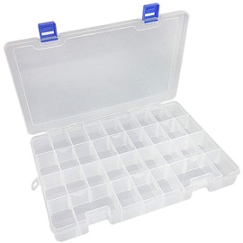 DUOFIRE Accessory Storage, Small Storage Case, Transparent Box, Sturdy Organizer, Parts Holder, Jewelry, Fishing Hooks, Bead Storage, Small Items, Set of 2 (34 Grid, Lid Included, White)