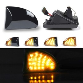 OZ-LAMPE 2Pcs Dynamic Side Indicator for BENZ Smart Fortwo W451 Coupe Cabrio 2007-2019,18 SMD Amber Dynamic LED Side Marker, Turn Signal Light with CAN-bus Error Free Black Smoke Lens