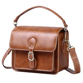 Cwatcun Camera Shoulder Bag Compact Camera Bag Waterproof Retro Compatible with Canon Nikon Sony SLR DSLR Mirrorless Camera and Lens Brown, brown, Camera case