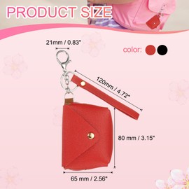 PATIKIL Coin Purse Keychain, 2 Pack Mini Cute Tote Bag Key Chains Earphone Pouch Coin Bag Keyring Handbag Decoration Purse Charm Pendant Keychain, Black, Red