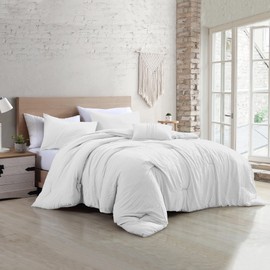 Modern Threads - Comforter Set - Down Alternative Brushed Microfiber - Elegant All Season Bedspread Set - Includes Comforter, Shams, & Decorative Pillow - Luxurious Bedding - White, King