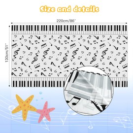 PHOGARY 3 Pieces Musical Notes Tablecover 86.6 x 51.2Inch Plastic Tablecloth Disposable Table Cover Musical Notes Theme Birthday Party Decoration for Music Party Decoration Supplies