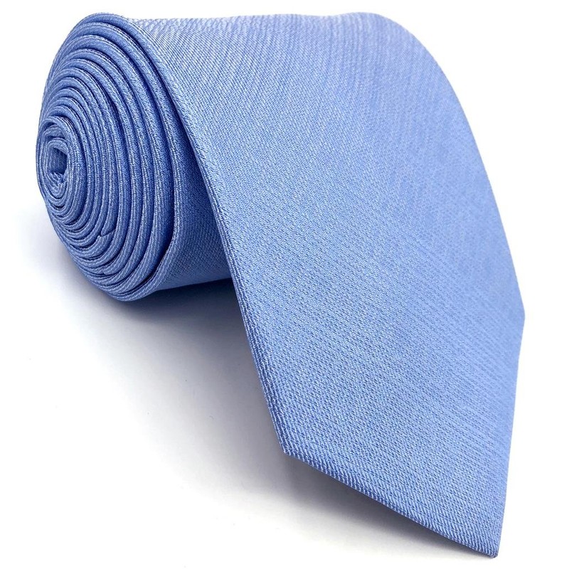 Shlax&Wing Men's Fashion Long Tie Thin Blue Solid Silk Long