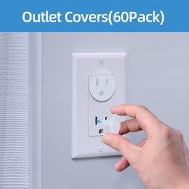 Clear Outlet Covers（60 Pack)-Baby Safety Plug Covers-Outlet Covers Baby Proofing-Electrical Outlet Covers