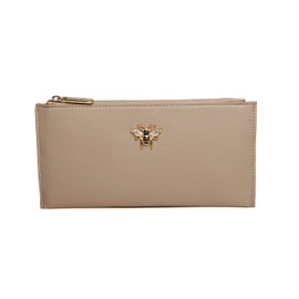 Alice Wheeler Vegan Leather Large Slim Bumble Bee Coin & Card Wallet Stone One Size Contemporary, stone, Contemporary