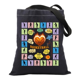 FUSTMW Basketball Canvas Tote Bag Basketball Gifts for Basketball Lovers Players Team Gifts Basketball Reusable Shopping Bag, Basketball Tote, Large