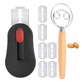 Bäckermesser, 6 Klingen mit Magnetfunktion und Mehlstreuer, Teigmesser für perfekte Brotbackergebnisse, Brotklinge für präzises Schneiden, ideales Brot backen Zubehör