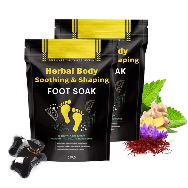 Herbal Body Detox Foot Soak Beads, Detox & Shaping Cleansing Foot Soak Beads for Men and Women, Home Herbal Foot Massage Beads for a Relaxing and Soothing Experience (2 Pack /10 PCS)