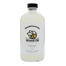 Bees&Coconuts All-Natural Wood Cutting Board Oil 16oz | Made with Fractionated Coconut Oil Infused with Beeswax | Food Grade | Butcher Blocks, Bamboo, Teak, & Wooden Utensils | Brewed in the USA
