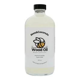 Bees&Coconuts All-Natural Wood Cutting Board Oil 16oz | Made with Fractionated Coconut Oil Infused with Beeswax | Food Grade | Butcher Blocks, Bamboo, Teak, & Wooden Utensils | Brewed in the USA