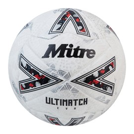 Mitre Ultimatch Football, Enhanced Control, Extra Durability, Added Accuracy, Ball, White/Off-White/Trophy Silver, 5