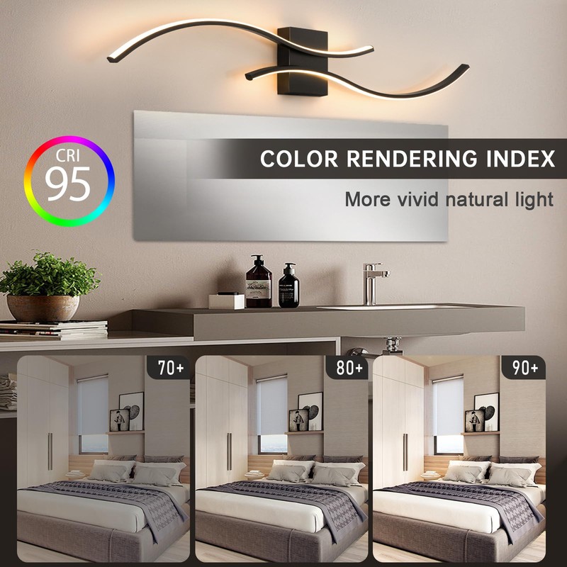 CANEOE Modern Led Wall Light, 39inch Black Indoor Led Wall