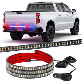 XRIDONSEN 48 inch Truck Tailgate Police Lights Strip 288 LED Tail/Rear Window Strobe Light Bar Red Blue Emergency Lights Flashing Warning Hazard Safety Caution for Vehicles Trucks Pickup SUV Car