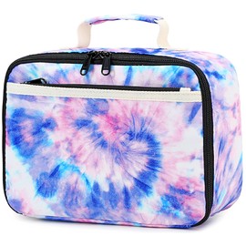 Kids Lunch Box Boys Girls Insulated Lunch Cooler Bag Reusable Lunch Tote Kit for School Travel (Tie-dye blue)